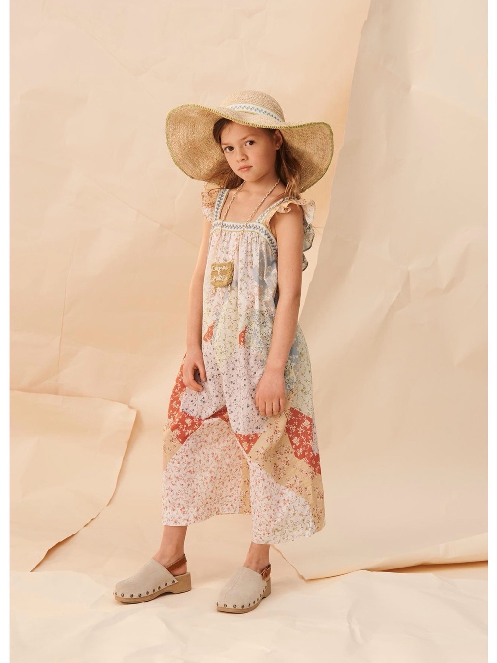 Zara Girls' Patchwork Floral Jumpsuit size 10 - Multi Pink